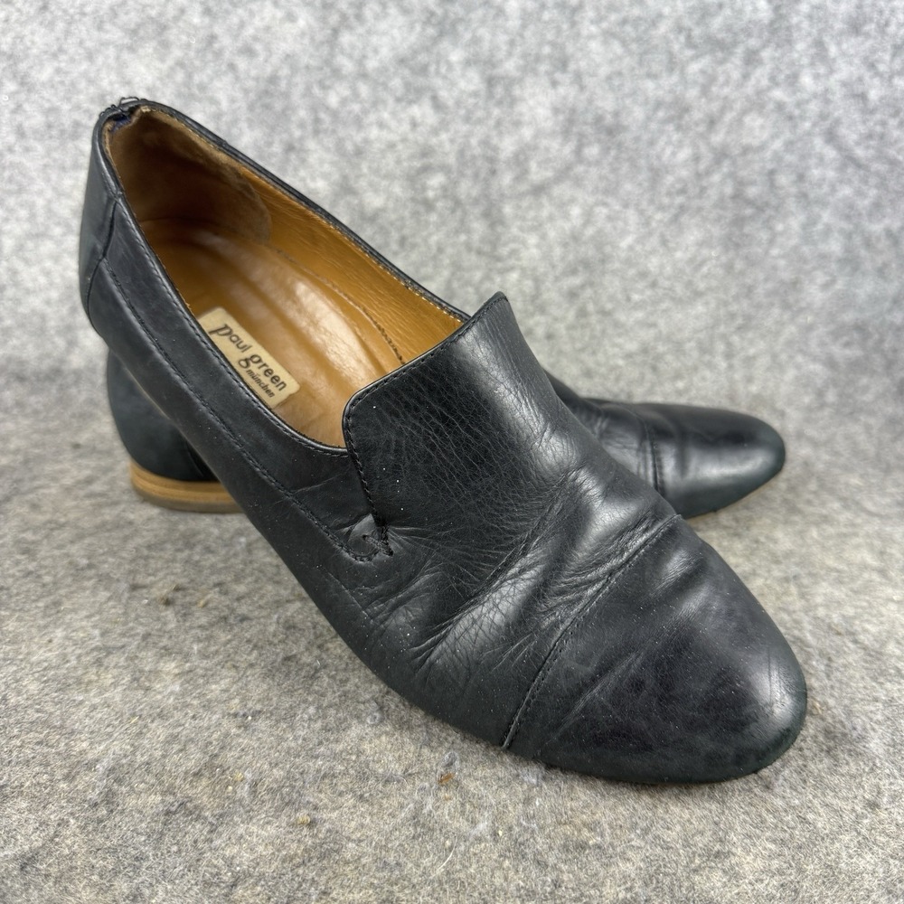 Paul Green Women's  Loafers Size US 6/6.5 Black‎ Leather Shoes Slip on